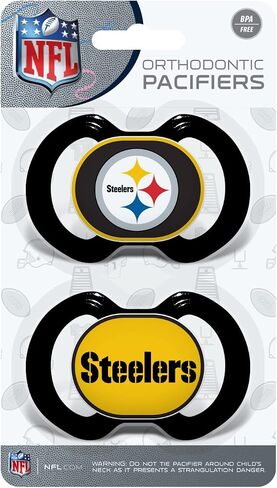 Baby Fanatic NFL Pittsburgh Steelers 2-Pack Pacifiers, One Size, Team Color in Saudi Arabia