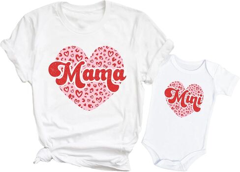 قمصان متطابقة من Mama and Me، ملابس Mommy and Me لعيد الحب، ملابس Mama Mini للفتيات الصغيرات، ملابس متطابقة لعيد الأم وابنتها، ملابس متطابقة مع الأم والطفلة، قمصان Mom and Me، D1 in Kuwait