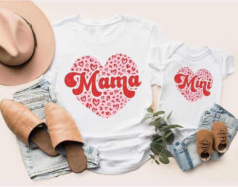 قمصان متطابقة من Mama and Me، ملابس Mommy and Me لعيد الحب، ملابس Mama Mini للفتيات الصغيرات، ملابس متطابقة لعيد الأم وابنتها، ملابس متطابقة مع الأم والطفلة، قمصان Mom and Me، D1 in Kuwait