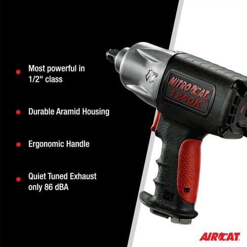 أدوات هوائية AIRCAT 1250-K 1/2 بوصة NITROCAT مفتاح ربط وقابض مزدوج مركب - مفتاح ربط قوي وطويل الأمد - أداة هوائية بمقبض مريح in Saudi Arabia