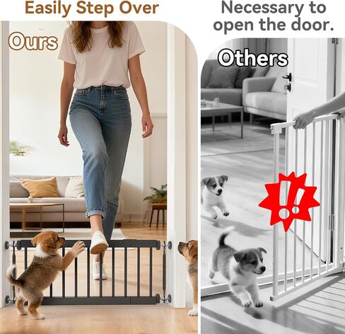 Short Dog Gate,18"-45" Adjustable Extra Wide Metal Short Dog Gate to Step Over, 18" Tall Small Pet Gate with 3 Extension Kits in Saudi Arabia