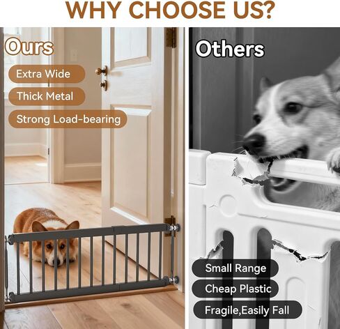Short Dog Gate,18"-45" Adjustable Extra Wide Metal Short Dog Gate to Step Over, 18" Tall Small Pet Gate with 3 Extension Kits in Saudi Arabia