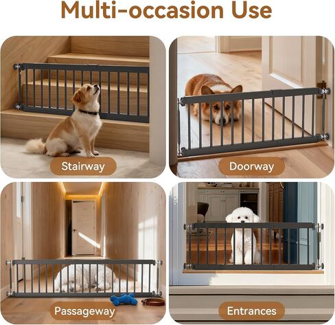 Short Dog Gate,18"-45" Adjustable Extra Wide Metal Short Dog Gate to Step Over, 18" Tall Small Pet Gate with 3 Extension Kits in Saudi Arabia