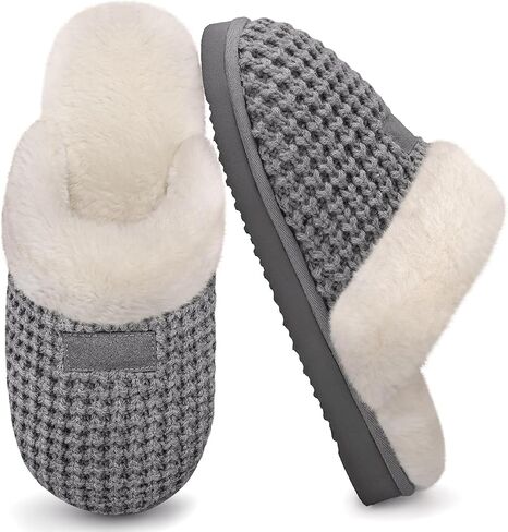 ATHMILE Cozy Slippers For Women Fuzzy Fluffy Warm Women's Platform Slippers Memory Foam Arch Support Ladies Knit House Shoes Indoor Outdoor Bedroom Winter Fireside Bride Pantuflas Para Mujer in Saudi Arabia
