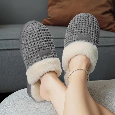 ATHMILE Cozy Slippers For Women Fuzzy Fluffy Warm Women's Platform Slippers Memory Foam Arch Support Ladies Knit House Shoes Indoor Outdoor Bedroom Winter Fireside Bride Pantuflas Para Mujer in Saudi Arabia