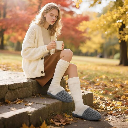 ATHMILE Cozy Slippers For Women Fuzzy Fluffy Warm Women's Platform Slippers Memory Foam Arch Support Ladies Knit House Shoes Indoor Outdoor Bedroom Winter Fireside Bride Pantuflas Para Mujer in Saudi Arabia