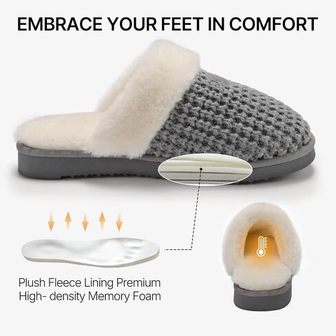 ATHMILE Cozy Slippers For Women Fuzzy Fluffy Warm Women's Platform Slippers Memory Foam Arch Support Ladies Knit House Shoes Indoor Outdoor Bedroom Winter Fireside Bride Pantuflas Para Mujer in Saudi Arabia