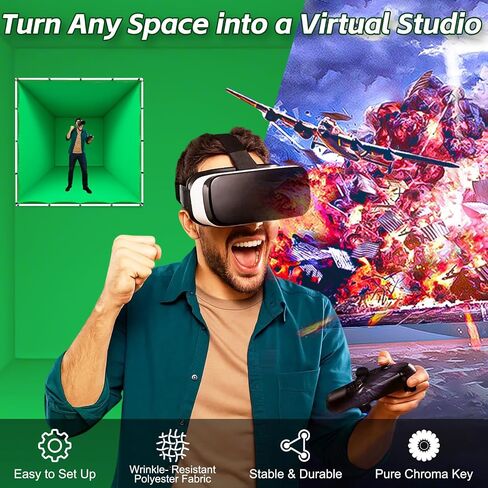 7.9 x 7.9 ft VR Green Screen Booth, Large Portable Studio Enclosure with Sturdy Frame, for Mixed Reality Recording, Video Shooting, Live Streaming, Photography & Gaming in Saudi Arabia