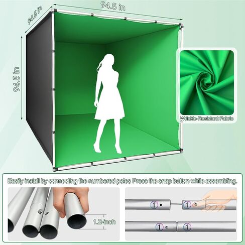 7.9 x 7.9 ft VR Green Screen Booth, Large Portable Studio Enclosure with Sturdy Frame, for Mixed Reality Recording, Video Shooting, Live Streaming, Photography & Gaming in Saudi Arabia