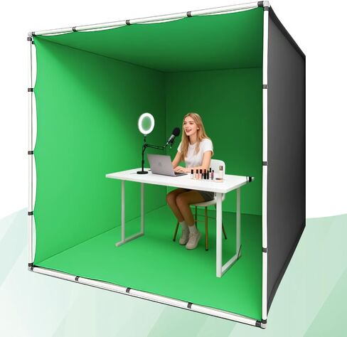 7.9 x 7.9 ft VR Green Screen Booth, Large Portable Studio Enclosure with Sturdy Frame, for Mixed Reality Recording, Video Shooting, Live Streaming, Photography & Gaming in Saudi Arabia