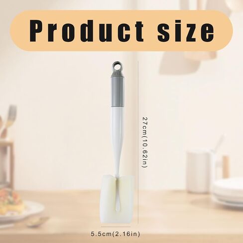 فرشاة زجاجات المياه 3 في 1، فرشاة تنظيف الأكواب المحمولة مع إسفنجة للرأس، مقبض طويل قابل للفصل، فرش تنظيف الزجاجات متعددة الوظائف للتنظيف العميق لأكواب الشاي وأكواب النبيذ (أبيض ورمادي) in Saudi Arabia