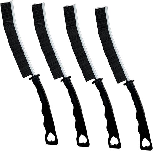 4-Pack Heavy Duty Cleaning Brushes - Multi-Purpose Hard Bristle Brushes for Tight Spaces, Crevices, Grout, Baseboards - Deep Reach Gap Cleaning Tool for Kitchen, Bathroom, Car, Household (Black) in Saudi Arabia