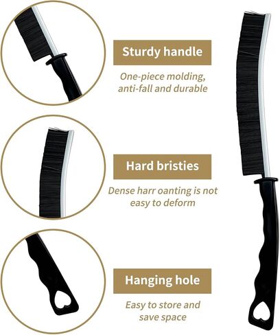4-Pack Heavy Duty Cleaning Brushes - Multi-Purpose Hard Bristle Brushes for Tight Spaces, Crevices, Grout, Baseboards - Deep Reach Gap Cleaning Tool for Kitchen, Bathroom, Car, Household (Black) in Saudi Arabia