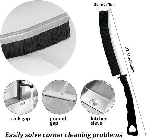 4-Pack Heavy Duty Cleaning Brushes - Multi-Purpose Hard Bristle Brushes for Tight Spaces, Crevices, Grout, Baseboards - Deep Reach Gap Cleaning Tool for Kitchen, Bathroom, Car, Household (Black) in Saudi Arabia