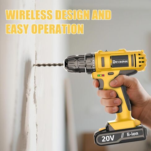 Cordless Drill Driver Kit, 20V Electric Pink Drill with Battery and Charger, 18+3 Torque Setting, 2 Speeds, 3/8" Keyless Chuck Compact Power Drill Set with Drill Bits, Ideal for Home, DIY, Wood, Metal in Saudi Arabia