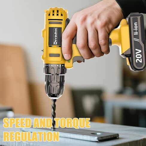 Cordless Drill Driver Kit, 20V Electric Pink Drill with Battery and Charger, 18+3 Torque Setting, 2 Speeds, 3/8" Keyless Chuck Compact Power Drill Set with Drill Bits, Ideal for Home, DIY, Wood, Metal in Saudi Arabia