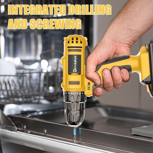 Cordless Drill Driver Kit, 20V Electric Pink Drill with Battery and Charger, 18+3 Torque Setting, 2 Speeds, 3/8" Keyless Chuck Compact Power Drill Set with Drill Bits, Ideal for Home, DIY, Wood, Metal in Saudi Arabia