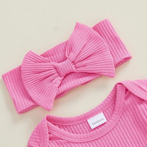 My First Valentines Day Baby Girl Outfit Newborn 1st Valentines Romper Ribbed Jumpsuit Cute Infant Spring Clothes in Saudi Arabia