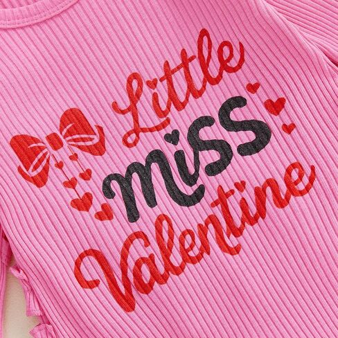 My First Valentines Day Baby Girl Outfit Newborn 1st Valentines Romper Ribbed Jumpsuit Cute Infant Spring Clothes in Saudi Arabia