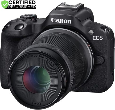Canon EOS R50 Mirrorless Camera Body w/ 2 Lens Kit RF-S 18-45mm is STM & RF-S 55-210mm is STM 5811C022 (Renewed) Bundle w/Deco Gear Photography Bag + 2X Battery + 2X 64GB Memory Cards + Accessories in Saudi Arabia