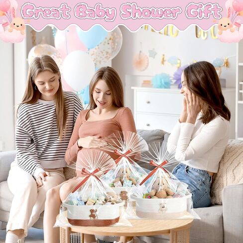 Kathfly 3 Pcs Small Bear Basket for Gift Woven Empty with Gift Bag and Ribbons Baby Bear Basket for Nursery 12"x 8"x 5" with Handle for Christmas Wedding Birthday in Saudi Arabia
