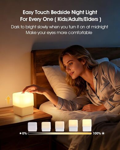JJ&RY Night Light for Kids and Adults, Funny Lift Bedside Touch Lamp, Baby Nursery Nightlight, 2600K Soft Warm Yellow, Dimmable Small Cordless Night Lamp for Nightstand/Bedroom/Children's Room in Saudi Arabia