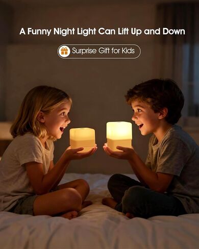 JJ&RY Night Light for Kids and Adults, Funny Lift Bedside Touch Lamp, Baby Nursery Nightlight, 2600K Soft Warm Yellow, Dimmable Small Cordless Night Lamp for Nightstand/Bedroom/Children's Room in Saudi Arabia
