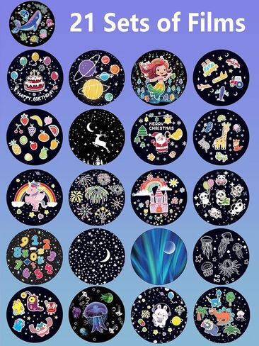 21 Set of Films, Kids Night Light Projector for Bedroom, Ceiling, Projector Night Light for Kids, Room Decor, Star Galaxy Lamp with 360° Rotating, Ceiling Projector, Birthday, Christmas, Girls Gifts in Saudi Arabia