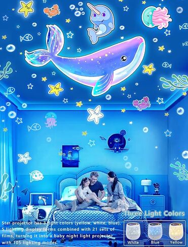 21 Set of Films, Kids Night Light Projector for Bedroom, Ceiling, Projector Night Light for Kids, Room Decor, Star Galaxy Lamp with 360° Rotating, Ceiling Projector, Birthday, Christmas, Girls Gifts in Saudi Arabia