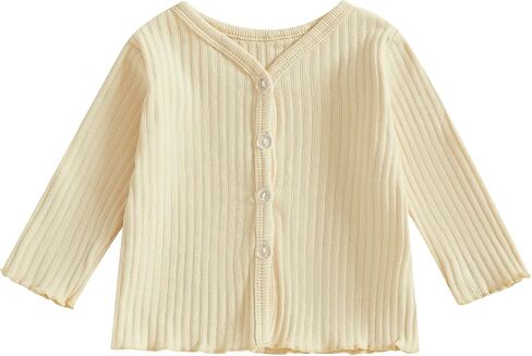 Kids Toddler Girls Lightweight V Neck Cardigan Sweater Long Sleeve Button Down Ruffle Knitwear Casual Knit Sweaters in Saudi Arabia