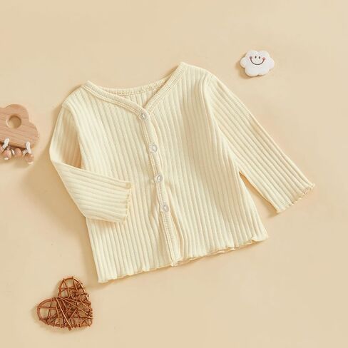 Kids Toddler Girls Lightweight V Neck Cardigan Sweater Long Sleeve Button Down Ruffle Knitwear Casual Knit Sweaters in Saudi Arabia