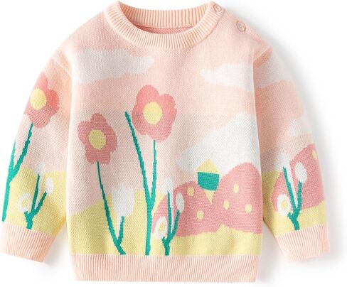 Baby Boys Girls Cardigan Cute Print Toddler Sweaters Cotton Knitted Long Sleeve Coat Fall Tops in Kuwait