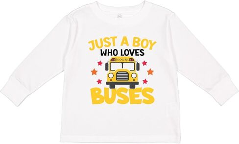 تي شيرت Inktastic Just a Boy Who Loves School Buses للأطفال الصغار بأكمام طويلة in Kuwait