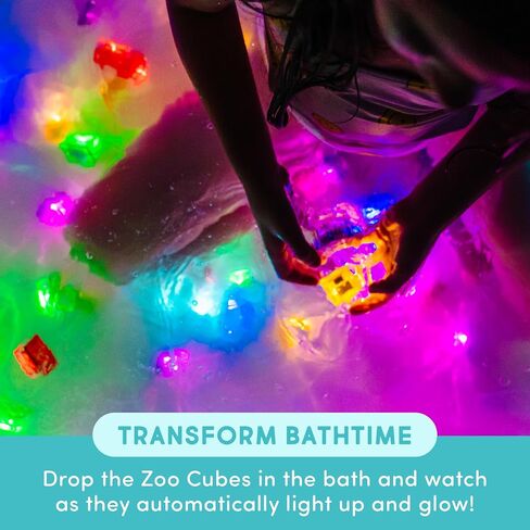 Glo Pals Water-Activated Light-Up Cubes for Bathtime and Sensory Play - Includes 6 Reusable Light-Up Cubes - Sensory Toys and Glowing Bath Cubes for Kids and Toddlers - Zoo in Saudi Arabia