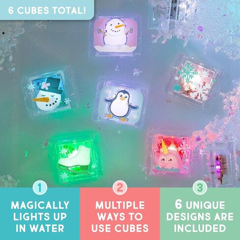 Glo Pals Water-Activated Light-Up Cubes for Bathtime and Sensory Play - Includes 6 Reusable Light-Up Cubes - Sensory Toys and Glowing Bath Cubes for Kids and Toddlers - Zoo in Saudi Arabia