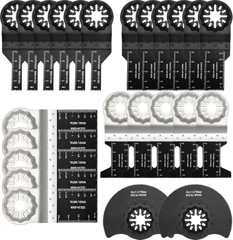 24-Piece Oscillating Multi-Tool Blade Set, Universal Quick Release, High-Carbon Steel Blades for Wood, Metal, PVC, 3-1/2 inch in Saudi Arabia
