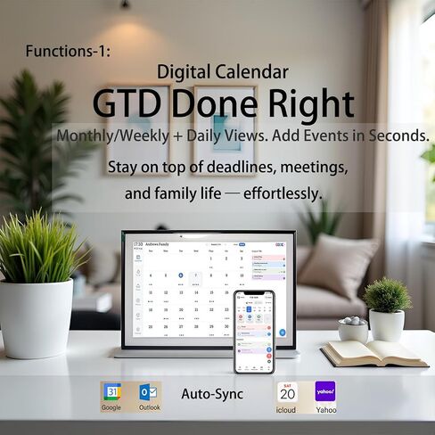 15.6" Digital Wall Calendar For Fridge 2025 2026 WiFi Touch Screen Electronic Smart Calendar Family Meal Planner Chore Chart for Kids Large Digital Photo Frame (magnetic/wall mount white) in Saudi Arabia