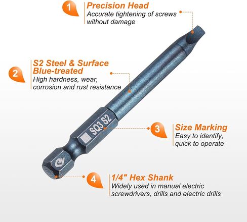 HARFINGTON 5pcs Square Screwdriver Bit 1/4" Hex Shank SQ3 (4mm) Magnetic Head 2.6" Length S2 Steel 4-Point Screw Driver Bit for Repair Work Electric Screwdriver, Blue in Saudi Arabia
