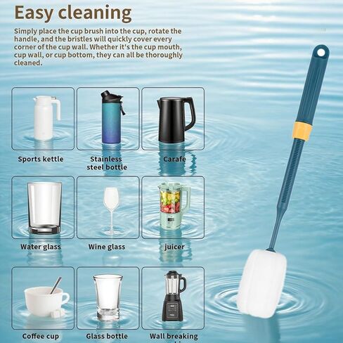 Dishwashing Foam Sponges Brush Telescopic Long Handle Scrubbing Brushes for Clean Dishes, Sinks,Cookware,Coffee Glasses Pot Milk Cup Mugs Wine Bottle (4pcs+4straw Brush) in Saudi Arabia