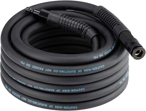 SANFU Hybrid Air Hose 3/8"ID x 50FT, 300PSI Durable, Lightweight, With 1/4" Universal Aluminum 3IN1 Coupler and Plug, Bend Restrictors, Black(50’) in Kuwait