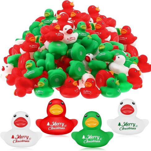 Junkin 200 Pcs Merry Christmas Rubber Ducks Bulk Mini Rubber Ducks Small Duck Bulk Xmas Gift for Halloweens Party Favors Toys (Christmas Duck) in Kuwait