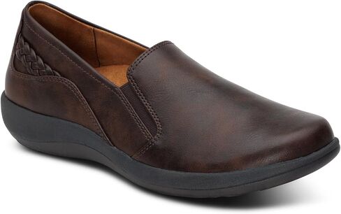 Aetrex Women’s Alice Slip-On Shoes with Orthopedic Arch Support Flats – Premium Leather Comfort Walking Shoes with Removable Insole, Cushioned Low Heel Fashion for Plantar Fasciitis & Relief in Saudi Arabia