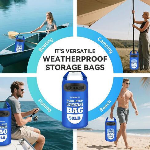 عبوتان من أوزان سلم حمام السباحة شديدة التحمل بوزن 50 رطل، أكياس رمل عالمية فوق الأرض لحمام السباحة مع مقابض، 500D PVC متينة مقاومة للماء وأكياس رمل قابلة للطي لسلالم حمام السباحة (أزرق سماوي) in Kuwait