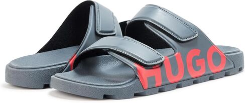 HUGO, Double Strap Adjustable Sandal, grey microchip, 8 in Saudi Arabia