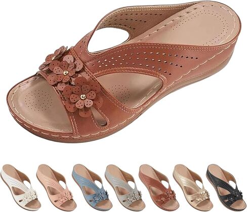 2025 New Summer Sandals for Women Slip On Dressy Summer Comfortable Slides Sandals Lightweight Memory Foam Platform Shoes in Kuwait