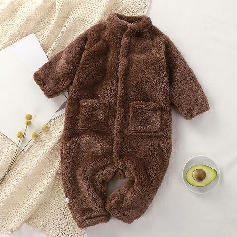 بدلة مونكر للأطفال الرضع من الصوف الغامض بدلة قفز للأولاد والبنات ملابس خارجية لطيفة من شيربا رومبير بأكمام طويلة بدلة ثلج للقدمين in Kuwait