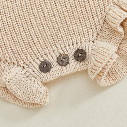 Newborn Baby Girl Sweater Romper Ruffle Long Sleeve Bodysuit Chunky Knit Sweater Infant Fall Winter Clothes in Saudi Arabia