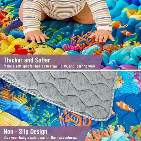 Baby Play Mat, 50x50 Playpen Mat - Thick Soft Non-Slip, Machine Washable Crawling for Infants & Toddlers, Floor Activity and Playing & Learning(Sea World) in Saudi Arabia