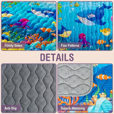 Baby Play Mat, 50x50 Playpen Mat - Thick Soft Non-Slip, Machine Washable Crawling for Infants & Toddlers, Floor Activity and Playing & Learning(Sea World) in Saudi Arabia
