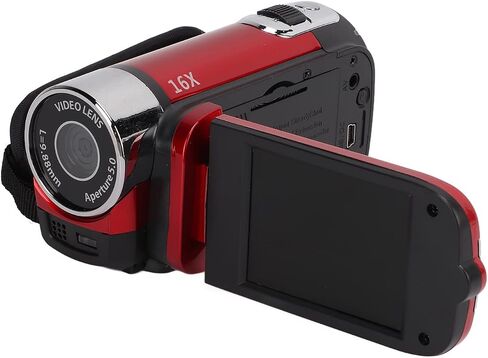 Ejoyous Video Camera Camcorder Full HD 4K 48MP Digital Camera Recorder 270° Rotation 2.7 Inch Color Screen 16X Zoom Camcorders (Red) in Saudi Arabia